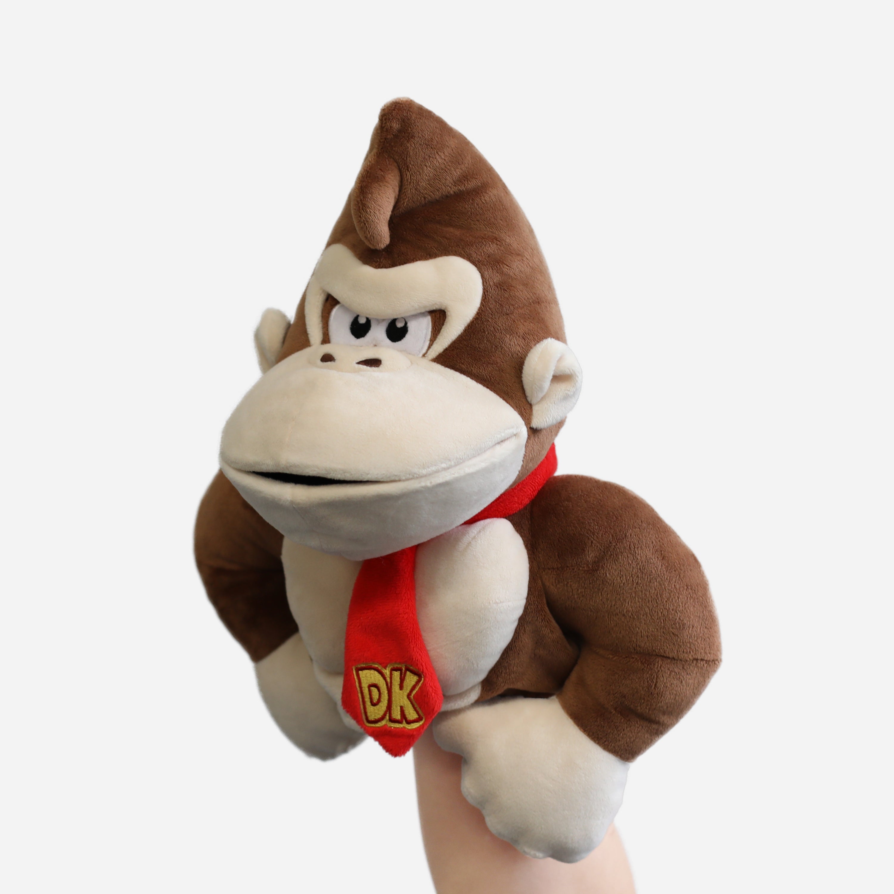 Donkey Kong puppet on model's arm