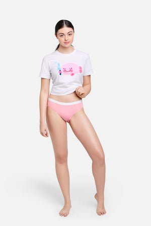 Uncute underwear on model in pink